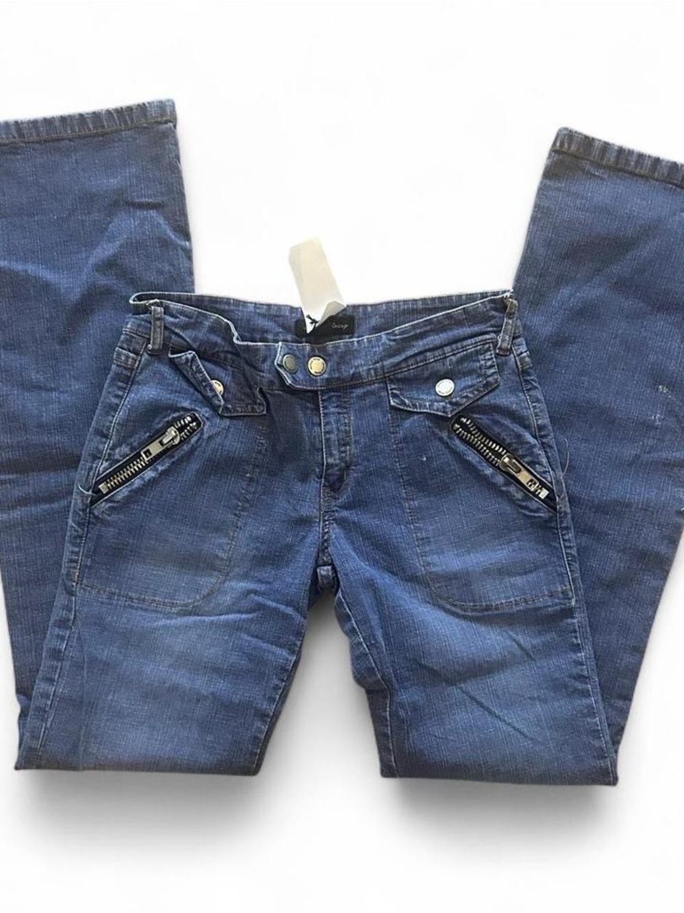 Women’s Dark Blue/purple Zip-Pocket Jeans